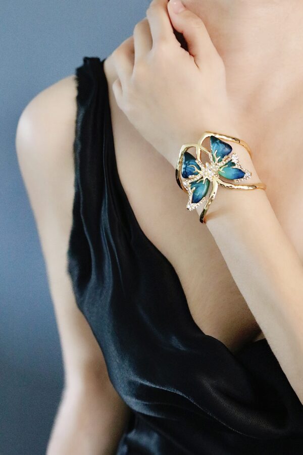 "With a trust fund attitude" Enamel Butterfly Cuff