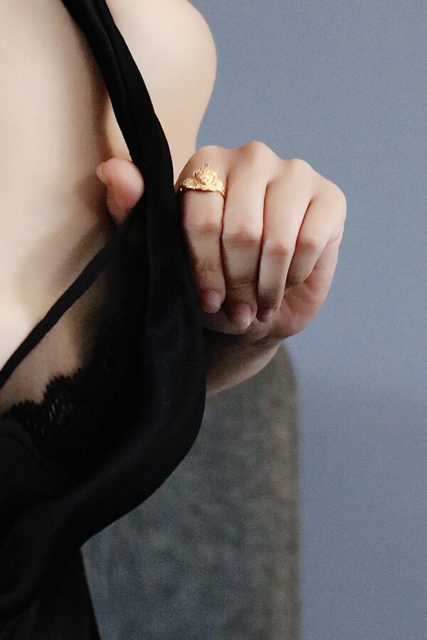 "Your power animal, in gold" Lion Ring