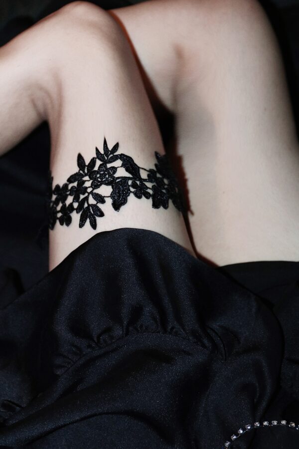 "Makes sundresses dangerous and mini skirts criminal" Lace Leg Garter