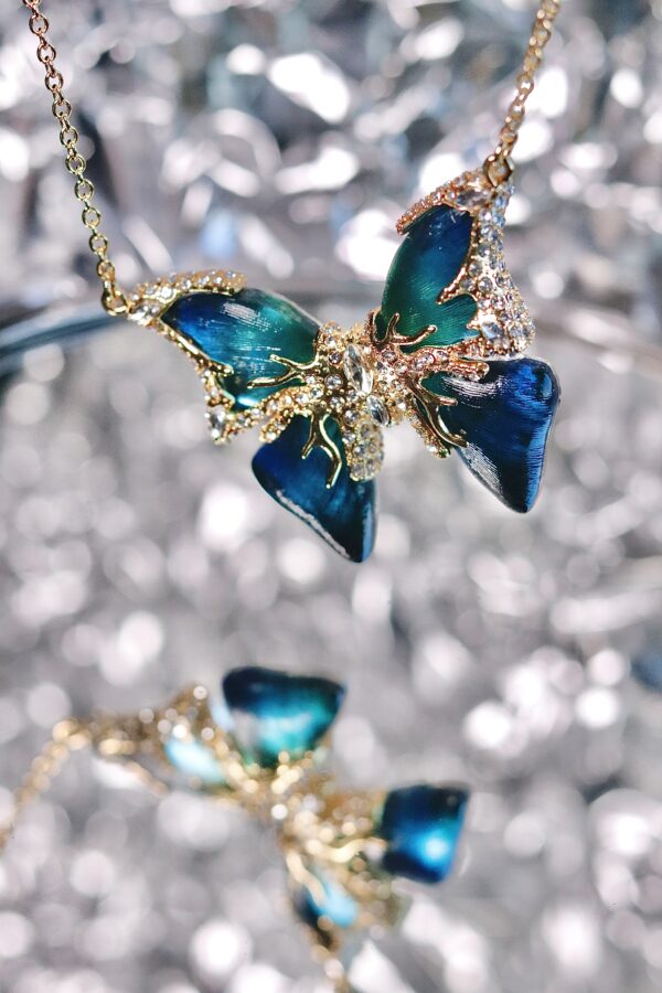 "The butterfly effect is real" Enamel Butterfly Necklace - Image 4