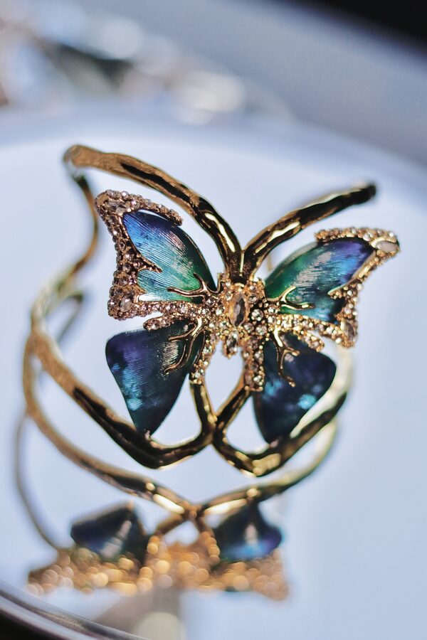 "With a trust fund attitude" Enamel Butterfly Cuff - Image 5