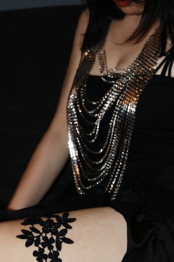 "The waterfall that flows upward into trouble" Diamond Chest Chain - Image 2
