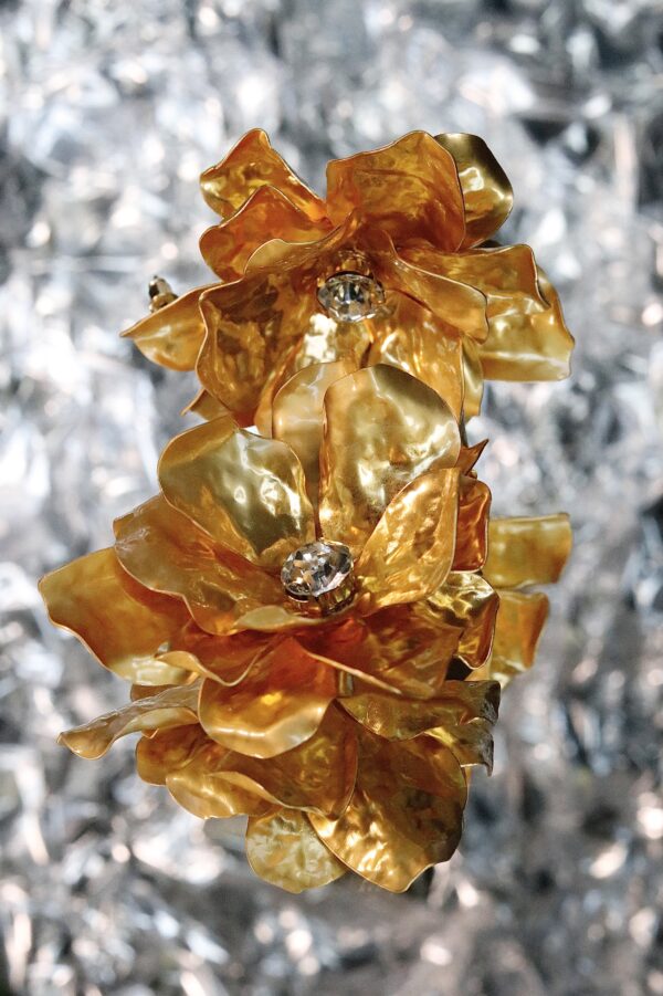 "The blooms that survived your glow-up" Golden Flower Earrings - Image 2